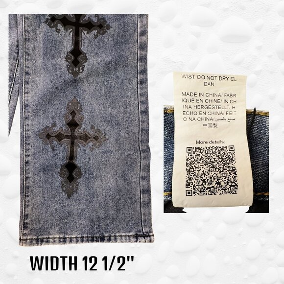 ROMWE Wide-Leg Graphic Cross Jeans – Size L - Picture 3 of 7